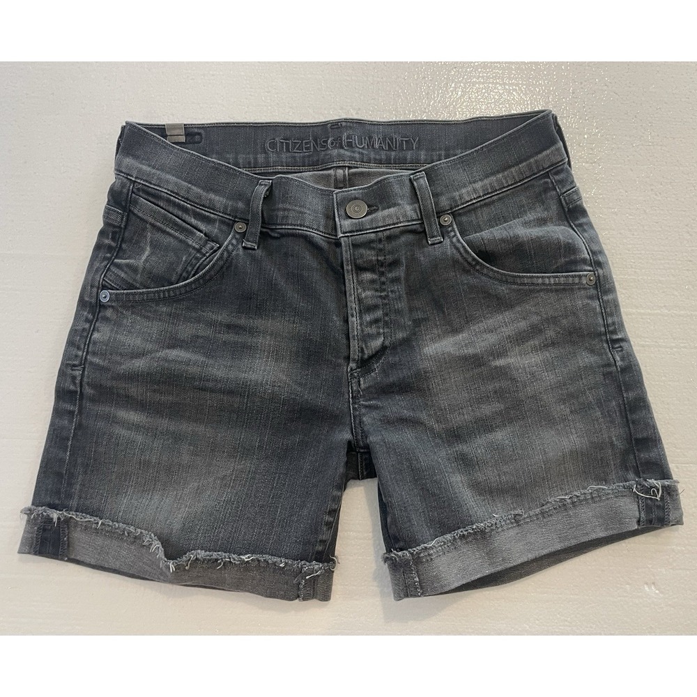 Citizens Of Humanity Dark Gray Denim Cuffed Shorts Sz 1 W25
